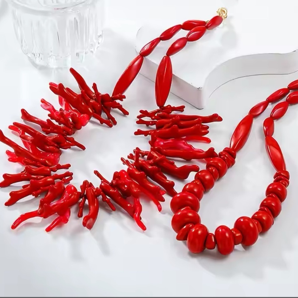 Vintage Red Coral Statement Necklace